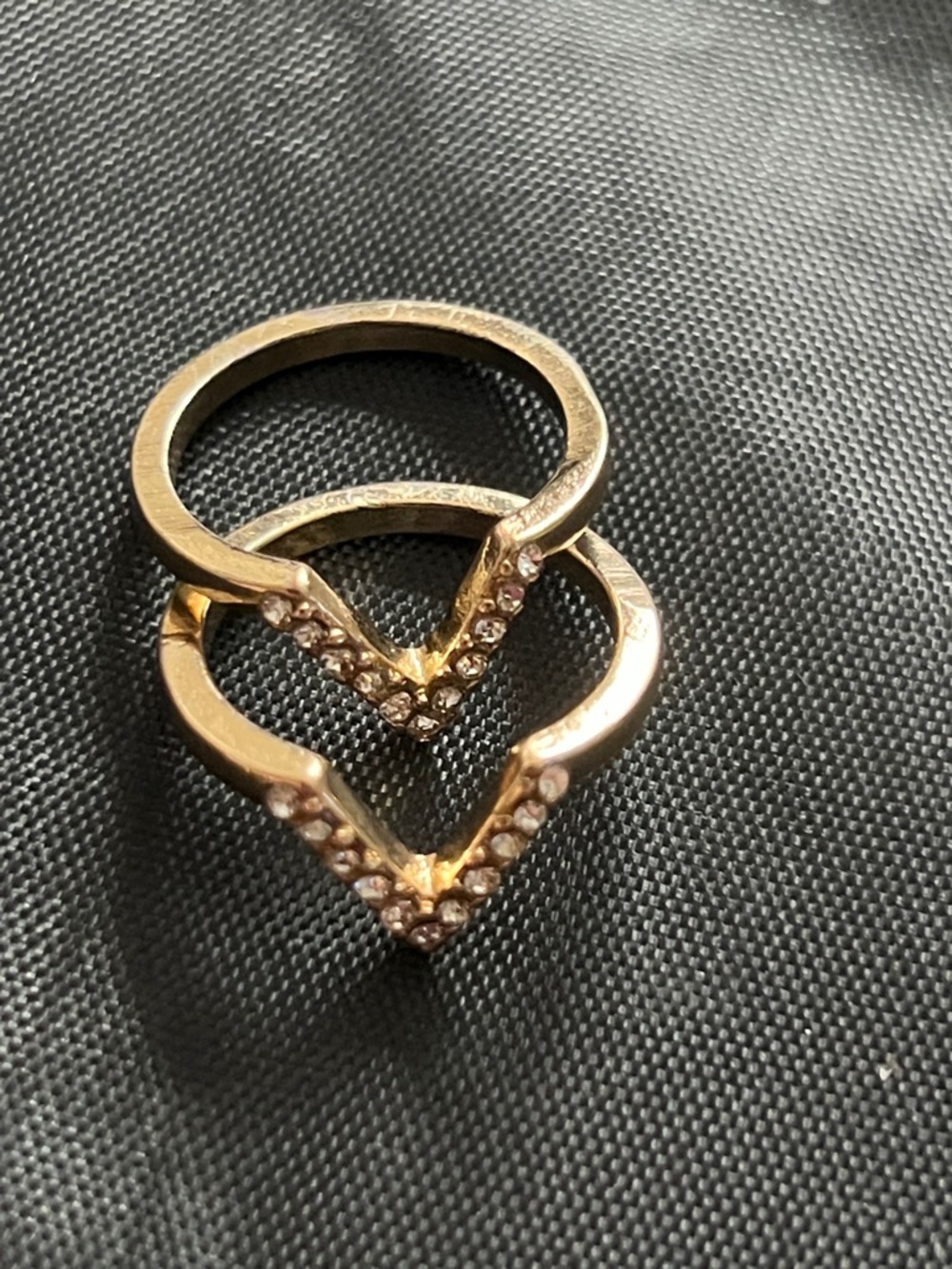 Gold V-Stack Crystal Accent Rings - Women Jewelry